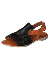 Mustang Shoes , Riemchensandale, Sommerschuh, Sandalette, Blockabsatz, mit Klettverschluss , braun , Mit Raffungen und Nieten