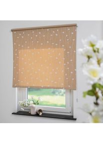 Seitenzugrollo &raquo;Blumen beige&laquo; Lichtschutz freih&auml;ngend Seitenzugrollo, Kettenzugrollo, Dekorrollo - Blumen beige , beige , Liedeco , Obermaterial:...