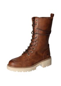 Mustang Shoes , Schnürstiefelette , Reissverschluss-Boots, Schnürboots, Kurz-Stiefel mit Blockabsatz , braun , Mit schaftumspielender Schnürung