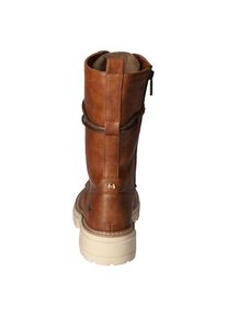 Mustang Shoes , Schnürstiefelette, Reissverschluss-Boots, Schnürboots, Kurz-Stiefel mit Blockabsatz , braun , Mit schaftumspielender Schnürung