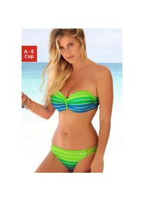 Venice Beach, Unisex, B&uuml;gel-Bandeau-Bikini im trendigen Streifen-Look, t&uuml;rkis, gestreift, 36, Cup E, Im trendigen Streifen-Look