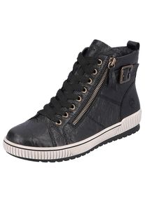 Remonte , Plateausneaker, Freizeitschuh, High-Top-Sneaker, Schnürer mit trendiger Zierschnalle , schwarz , Sportiver High-Top-Sneaker mit weicher...