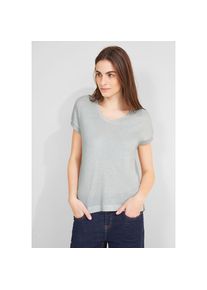 Street One , Stricktop »LTD QR V-Neck shiny Shirt«, mit tiefem Rundhalsausschnitt , weiss , Stricktop für Damen von Street One