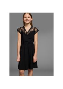 Kidsworld , Jerseykleid »Viskose-Kleid mit Spitze«, Schöne Spitzen-Ausschitt , schwarz , Weich fliessendes Viskose-Kleid mit Spitze für Mädchen
