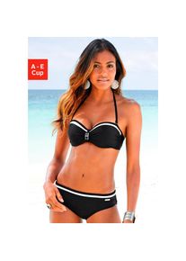 Lascana, Unisex, Lascana B&uuml;gel-Bandeau-Bikini mit Kontrastdetails, schwarz, 32, Cup A, Im modernen Marine-Style