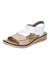 Rieker , Riemchensandale , Sommerschuh, Sandalette, Keilabsatz, mit asymmetrischem Riemchen , beige , Klettverschlüsse sorgen für individuelle...