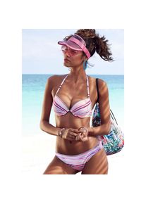 Venice Beach , Push-Up-Bikini, mit Häkelkanten am Cup und an der Hose , rosa , Farbenfrohes Streifendesign