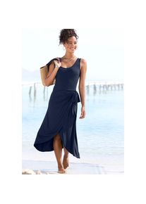 Lascana , Strandkleid, mit Rock in Wickeloptik, Midikleid aus Jersey, Sommerkleid , blau , Jerseykleid mit Tanktopträgern