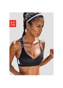 active by Lascana LASCANA ACTIVE , Sport-BH, mit eingearbeiteten Push-up-Kissen , schwarz-weiss , Sport-Push-up-BH mit nahtlos vorgeformten Cups