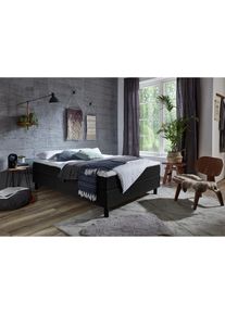 ATLANTIC HOME COLLECTION, ATLANTIC HOME COLLECTION Boxbett &raquo;Happy&laquo; ohne Kopfteil, mit Topper, wahlweise mit oder ohne Bettwaren, schwarz, Bettgestell 