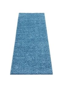 Läufer »Amelie«, rechteckig, 30 mm Höhe, Unifarben, Schlichtes Design, ringsum gekettelt , blau , freundin Home Collection