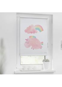 L&uuml;ttenh&uuml;tt L&uuml;ttenh&uuml;tt, Seitenzugrollo &raquo;EINHORN&laquo; verdunkelnd ohne Bohren Kinderrollo im Fixmass, rosa, wei&szlig;, Polyester