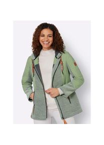 Casual Looks, Unisex, Strickfleecejacke mit Kapuze, eucalyptus, 38, Kapuze mit Tunnelzug und Stoppern