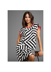 Laura Scott , Sommerkleid mit Streifen-Muster & Konstrast, Jerseykleid , schwarz , Jerseykleid aus hochwertiger Viskosemischung für angenehmen...