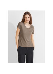 Street One , Stricktop »LTD QR V-Neck shiny Shirt«, mit tiefem Rundhalsausschnitt , beige , Stricktop für Damen von Street One