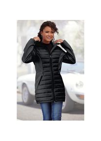 Vivance active , Steppjacke mit Kapuze mit Ärmeln und Einsätzen aus Softshell-Material , schwarz , Pufferjacke mit Softshell-Ärmeln und Einsätzen