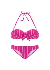 Vivance, Unisex, B&uuml;gel-Bandeau-Bikini mit Zierschleife am Top, beere, creme, 36, Cup A, Modisches Streifen-Design