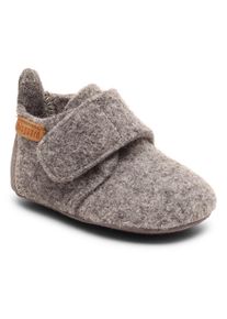 bisgaard , Hausschuh »Baby Wool«, Wagenschuh, Babyschuh, Schlupfschuh mit Klettverschluss , grau , Hausschuh mit hohem Schaft