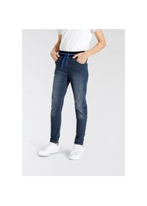 Kangaroos, Unisex, Kangaroos Schlupfjeans &raquo;, Stretch-Jeans mit schmalem Bein f&uuml;r Unisex&laquo; schmale Beinform, Used-Waschung, komfortable Leibh&ouml;he, blau 