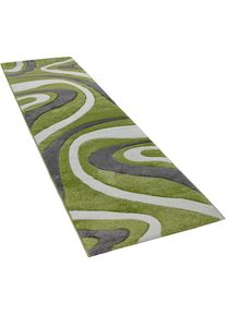 L&auml;ufer &raquo;Inferno 241&laquo; rechteckig 17 mm H&ouml;he L&auml;ufer, Kurzflor, modernes Design, handgearbeiteter Konturenschnitt , gr&uuml;n , Paco Home , Obermaterial:...