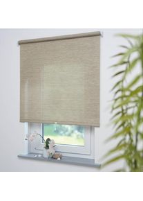 Liedeco Springrollo &raquo;Springrollo, mit Dekor, lichtdurchl&auml;ssig, Struktur natur sand&laquo; Lichtschutz Perlreflex-beschichtet freih&auml;ngend Dekorrollo Hergestellt...