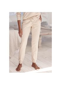 Bench. Loungewear, Unisex, Relaxhose mit gl&auml;nzender Logostickerei, Loungewear, Loungeanzug, beige meliert, 36/38, N-Gr, Bequeme Relaxhose mit 