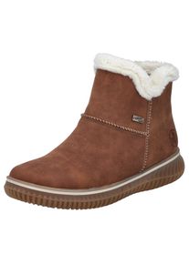 Rieker , Damen , Winterboots , Stiefelette, Warmfutter, mit wasserabweisender TEX-Membran , braun , Schlupfboots mit Fellimitat-Besatz