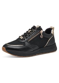 Tamaris , Keilsneaker, Freizeitschuh, Halbschuh, Schnürschuh, trendige Metallic-Details , schwarz , Trendiger Sneaker mit praktischem...