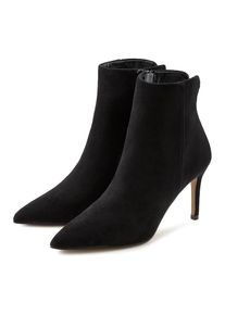 LASCANA , High-Heel-Stiefelette in spitzer Form & Pfennigabsatz, Reissverschluss Stiefel VEGAN , schwarz , Mit femininem Pfennigabsatz und...