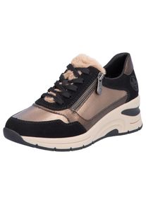 Rieker , Damen , Keilsneaker , Freizeitschuh, Schnürschuh mit Schaftrandpolsterung, schmale Form , rosegold , Sneaker mit seitlichem Reissverschluss