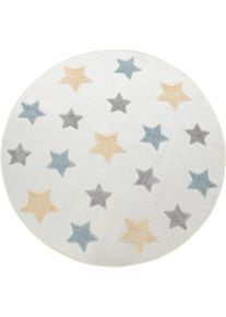 Kinderteppich &raquo;Tweet 463&laquo; rund 12 mm H&ouml;he Flachgewebe, Hoch-Tief-Effekt, Motiv Sterne, In- und Outdoor geeignet , beige , Paco Home , Obermaterial:...
