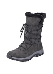 Rieker , Winterstiefel, Snowboots, Winterboots mit wasserabweisender TEX-Membran , schwarz , Winterstiefel mit Fellimitat-Besatz und aufgesetzter...