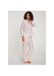 Lascana , Pyjama, (Set, 2 tlg.), mit Alloverprint , weiss , Xmas Pyjama mit Allover-Print