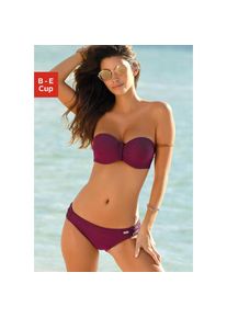 Buffalo, Unisex, B&uuml;gel-Bandeau-Bikini trendiger Look, mit abnehmbaren Tr&auml;gern, mit geflochtenen Details, bordeaux, 36, Cup E, In trendigem Look