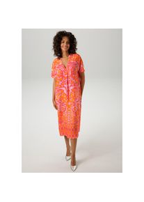 Aniston CASUAL , Sommerkleid mit extravagantem, grafischen Druck , bunt , Kleid aus weich fallender Viskose