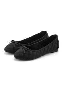 Lascana , Ballerina »Slipper, Schlüpfschuh«, mit Schleifenapplikation VEGAN , schwarz , Klassische Ballerina in abgerundeter Form mit...