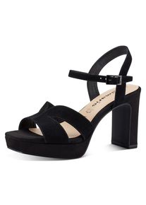 Tamaris , Damen , High-Heel-Sandalette , Sommerschuh, Abendschuh, Blockabsatz, mit ANTIshokk-Absatz , schwarz , Elegante Sandalette mit...
