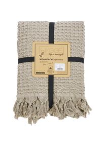Wohndecke »Ella«, Wohndecke mit Waffelstruktur und handgeknoteten Fransen, Kuscheldecke , grau , done.