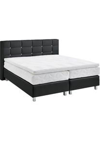 Boxspringbett mit Knöpfen in Kristalloptik, wahlweise mit Topper , schwarz , Westfalia Schlafkomfort
