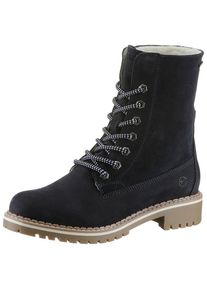 Tamaris, Unisex, Winterboots , Blockabsatz, Winterstiefelette, Schn&uuml;rboots mit DUO-TEX-Ausstattung, navy, 38, Robuster Winterboots mit Logopr&auml;gung und