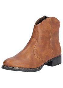 Rieker , Cowboy Stiefelette, Westernstiefelette, Stiefelette, Blockabsatz mit Reissverschluss , braun , Stiefelette im Westernstyle