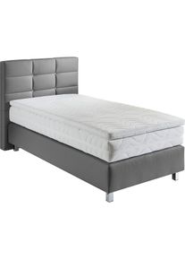 Boxspringbett mit Knöpfen in Kristalloptik, wahlweise mit Topper , grau , Westfalia Schlafkomfort