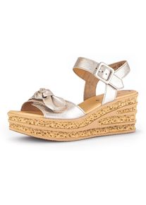 Gabor, Unisex, Keilsandalette , Sommerschuh, Sandale, Keilabsatz, mit Best Fitting-Ausstattung, goldfarben, 43, Modische Sandalette mit dekorativer 