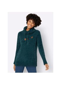 Casual Looks , Strickpullover »Longpullover« , blau , weiche Chenille-Qualität