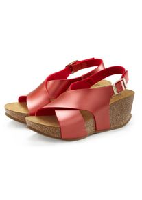Lascana , Sandalette »Sommerschuh«, Sommerschuh mit Keilabsatz und Korkfussbett , rot , Mit ergonomischem Korkfussbett