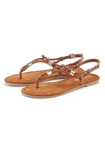 Vivance , Sandale »Sommerschuh« Zehentrenner, Sommerschuh, Sandalette mit raffinierten Riemchen , braun , Mit raffiniert geflochtenen Riemchen und...