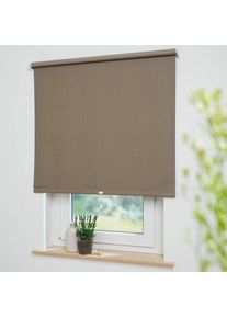 Springrollo &raquo;Uni&laquo; verdunkelnd mit Bohren freih&auml;ngend Rollowelle 36 mm, starke Feder , braun , Liedeco , Obermaterial: 95% Polyester, 4% Metall, 1%...