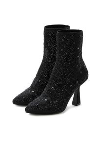 Lascana , High-Heel-Stiefelette »Sock Boot,«, Schlupf-Stiefel, Ankle Boots, elastisches Material, Schmucksteinchen , schwarz , Mit Schmucksteinchen...