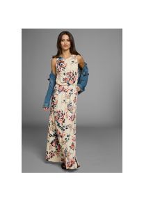 Laura Scott , Sommerkleid mit hohem Rundhals vorn und tiefem hinten, Maxikleid , beige , Maxikleid für einen femininen Look