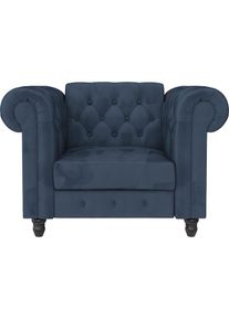 Chesterfield-Sessel »Felix«, mit Rückenlehne 3-fach verstellbar, Beine Massivholz, Sitzhöhe 46 cm , blau , Dorel Home
